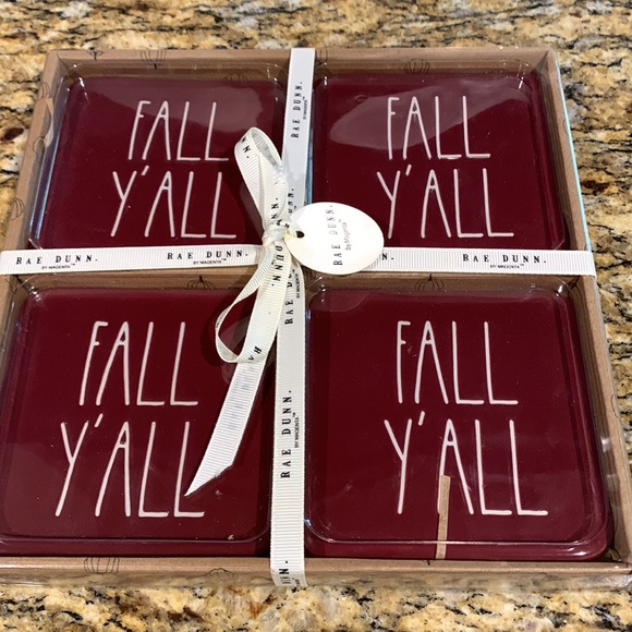 NWT Rae Dunn FALL Y’ALL set of 4 coasters - Picture 2 of 4
